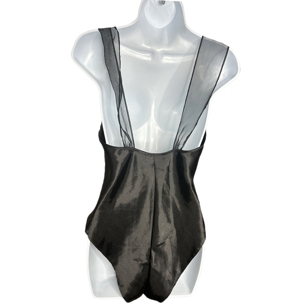 Natori Black Silky Floral Lacey Teddy M - Picture 3 of 8